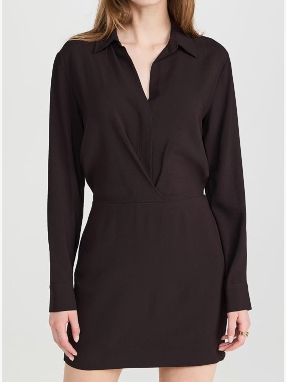 Theory The Good Collection Rosina Long-Sleeve Shirt Dress in Mink - Picture 4 of 8